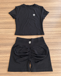 Motive black athletic top and shorts set